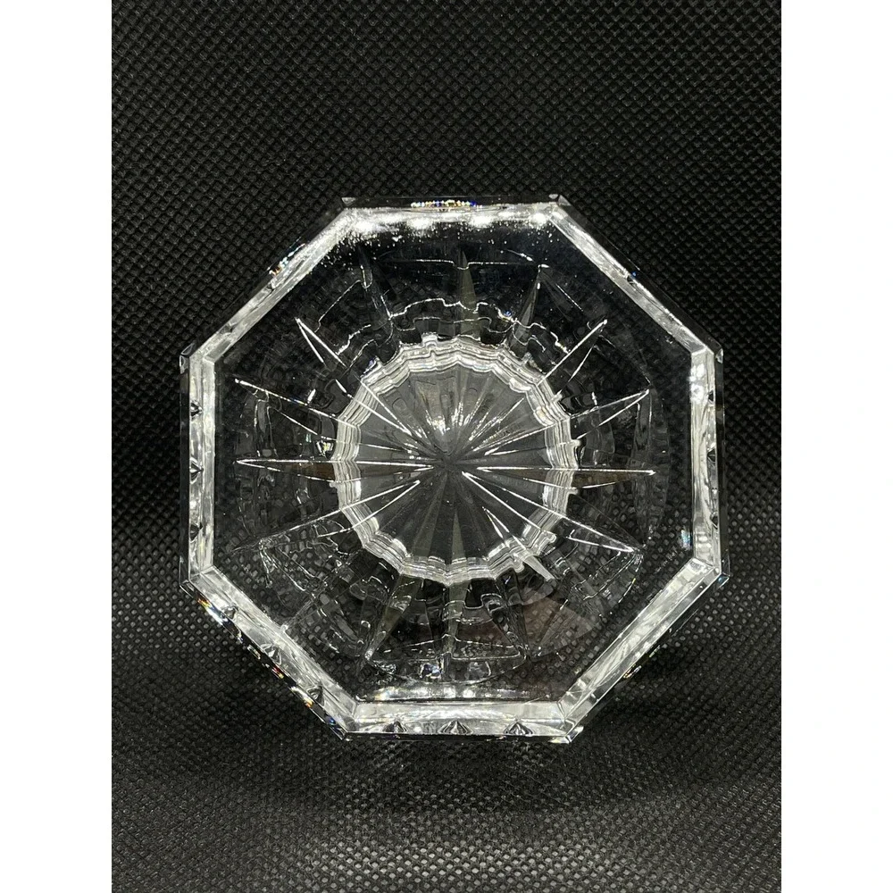 Vintage Waterford Crystal Octagon Desk Clock‎ Paperweight Diamond Cut 2.75
